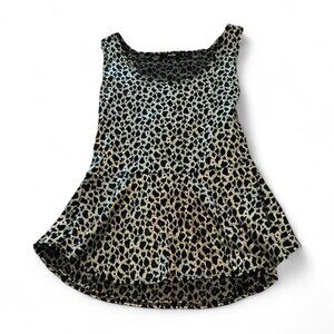 Papaya Leopard Print Peplum going out top size Medium Y2K